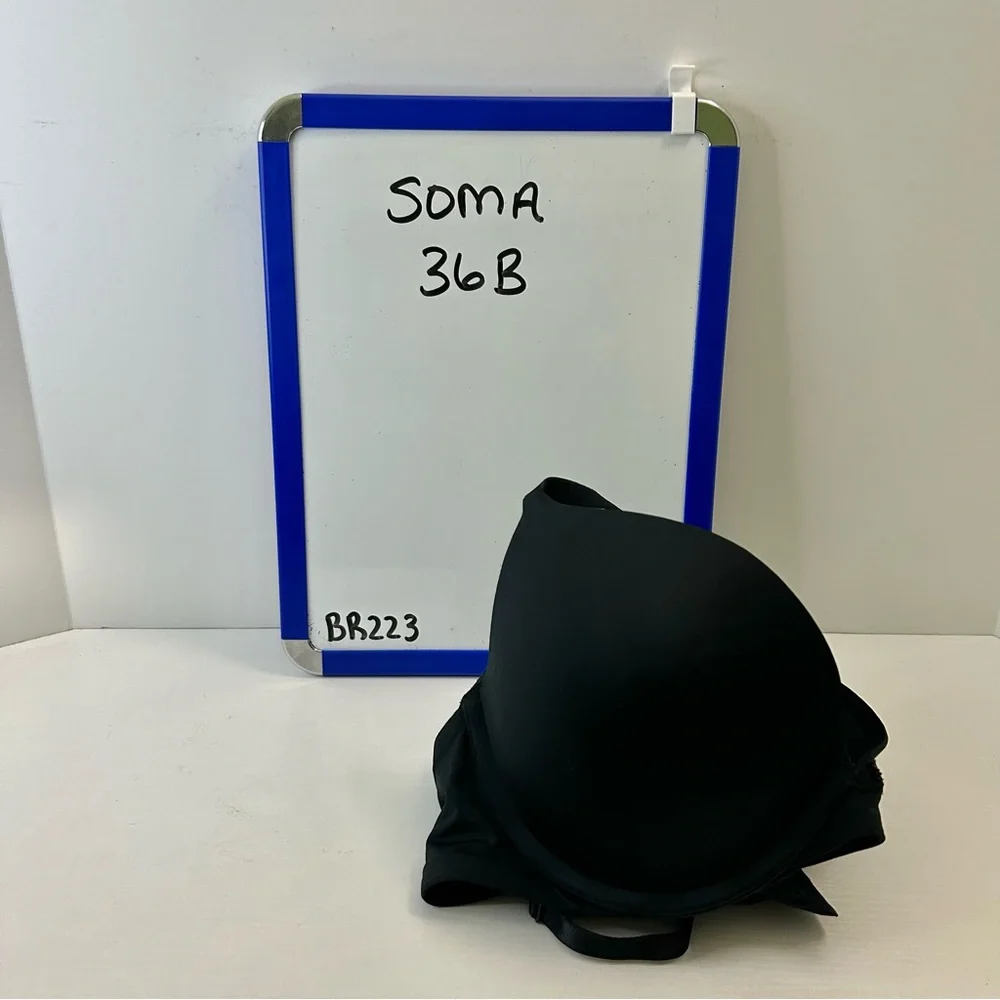 Soma Ravishing Plunge Push Up Adjustable Strap Black Bra 36B